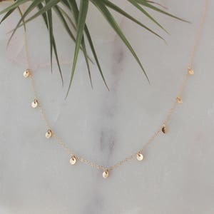 Tiny Gold Disc Necklace - 14k Gold Filled, 4mm Dainty Disc