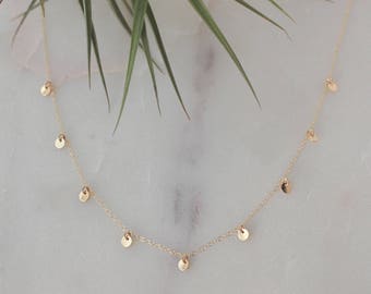 Tiny Gold Disc Necklace - 14k Gold Filled, 4mm Dainty Disc