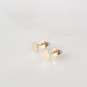 Gold Disc Stud EarringsSmall 14K Gold Filled, 5mm Disc image 2