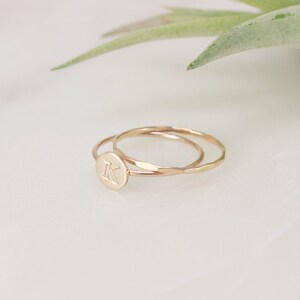 Gold Initial Disc Ring 6mm Disc, 3mm Initialfont: Arcadia, 14K Gold ...