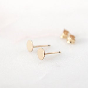 Gold Disc Stud EarringsSmall 14K Gold Filled, 5mm Disc image 3