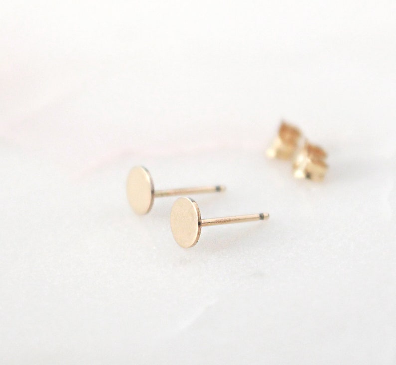 Gold Disc Stud EarringsSmall 14K Gold Filled, 5mm Disc image 3