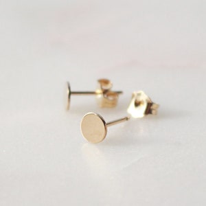 Gold Disc Stud EarringsSmall 14K Gold Filled, 5mm Disc image 1