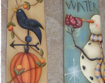 4 Season Barrel Staves, Fall and Winter by Deb Antonick,  Painting With Friends E Pattern