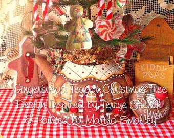 Gingerbread Teapot Tree - Painted by Martha Smalley, Painting With Friends E Pattern