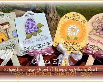 Garden Signs - Painted by Sharon Bond, Painting With Friends E Pattern