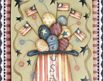 Americana Eggs - Painted by Sharon Bond, Painting With Friends E Pattern