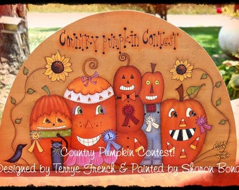 Country Pumpkin Contest - Painted by Sharon Bond, Painting With Friends E Pattern