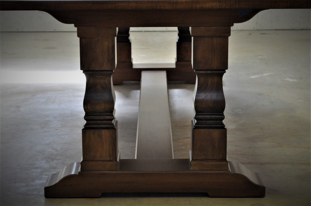 Farmhouse Trestle Table With Breadboard Top - Etsy