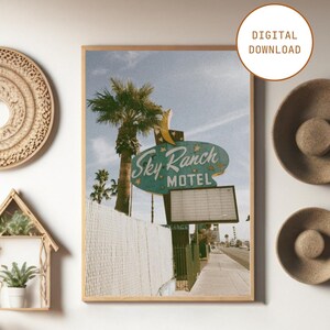Sky Ranch Motel Las Vegas Vintage Desert Cactus Southwest Wall Art Print, Boho Home Decor - Digital Download