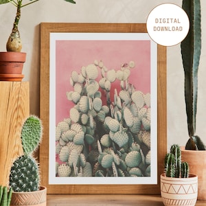 Prickly Pear Cactus Southwest Desert Southwest Wall Art Print, Boho Home Decor - Digital Download