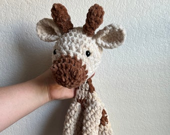 Crochet giraffe Snuggler, giraffe stuffed animal, giraffe lovey