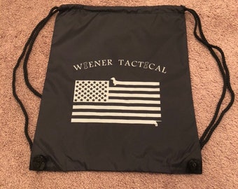 Wiener Tactical Wiener Flag Drawstring Backpack tote