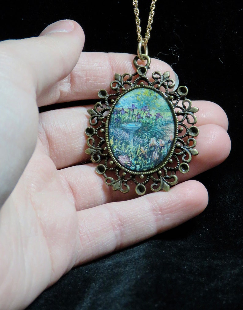 Garden with a Birdbath Pendant