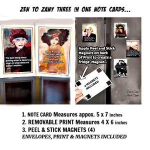 Puede incluir: Un juego de tarjetas de notas con impresiones extra&iacute;bles e imanes adhesivos. Las tarjetas miden aproximadamente 12,7 x 17,8 cm. Las impresiones presentan retratos de estilo vintage con citas inspiradoras. El juego incluye 4 imanes y sobres.