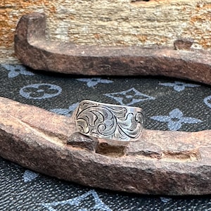 Western Engraved Scroll Ring | Sterling Silver