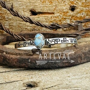 Turquoise Stamped Bracelet | Sterling Silver