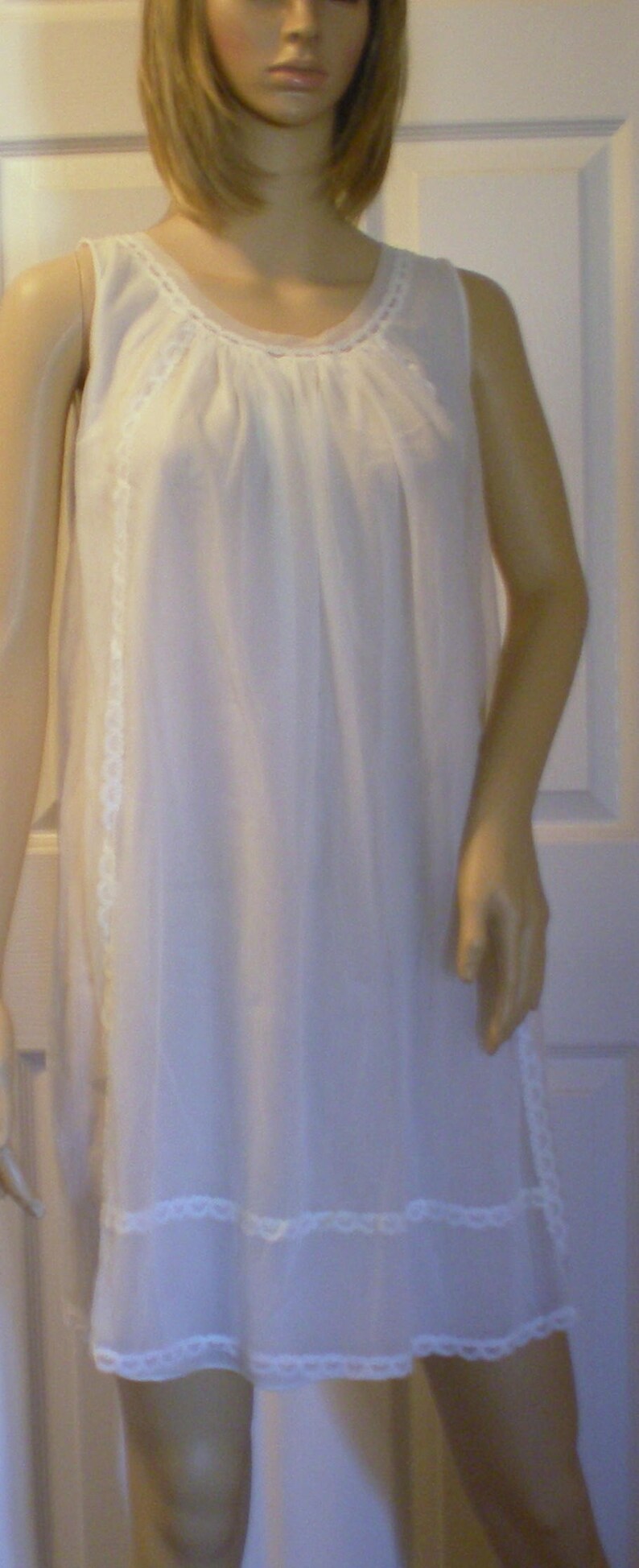 Leonora Nightgown Vintage 60's Double layer nylon Chiffon Etsy