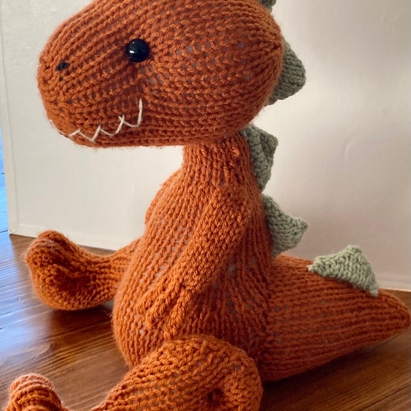 Modèle de tricot : dinosaure T-Rex ou raptor, tricot en rond, modèle de tricot circulaire - le fil peigné fera un GROS dinosaure