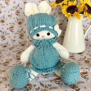 Upright Rabbit Pattern KNIT Patterns-sweet Bunny Rabbit Toy Pattern With Included Dress ...