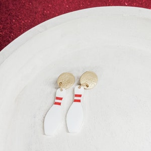 Bowling Pin Earrings, Sports Earrings, Statement Acrylic Earrings, Gift for Bowler