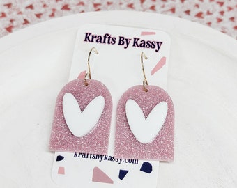 XO Dangle Earrings, Valentine's Earrings, Fun Accessories, Statement Acrylic Earrings, Heart Acrylic Earrings, Red Glitter