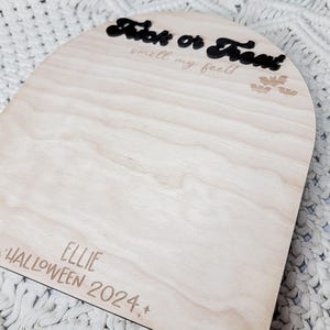 Trick or Treat Sign, Footprint Sign, First Halloween Decor, Personalized Halloween Sign
