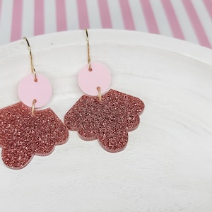 Flowy Glitter Floral Earrings, Spring Jewelry,