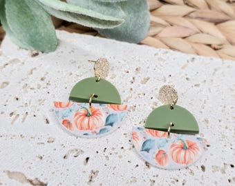Pumpkin Acrylic Earrings, Fall Jewelry
