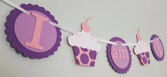 cupcake i am 1 banner first birthday banner cupcake etsy