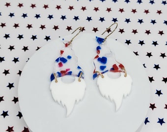 Red, White, & Blue Gnome Earrings, 4th of July Accessories, Gnome Earrings, Statement Jewelry