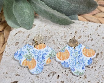 Vintage Pumpkin Acrylic Earrings, Thanksgiving Earrings, Fall Jewelry, Pumpkin Jewelry