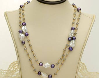 Mauve and Purple Pearl Necklace 87.5ct (B86N)