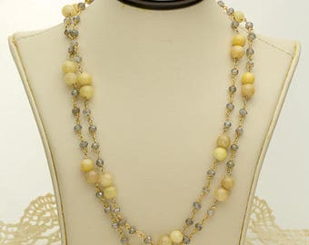 Cream and Grey Marble Necklace 72ct (B94N)