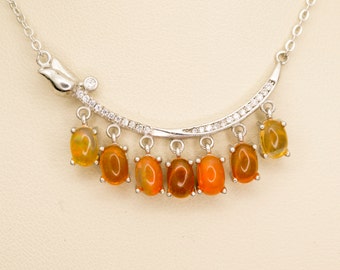 Orange Mexican Opal Sterling Silver Necklace 2.8ct (MO382N)