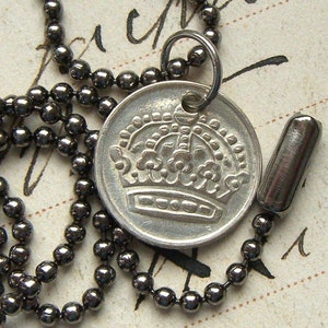 Swedish Crown necklace - 1961 Sweden 10 ORE silver alloy coin