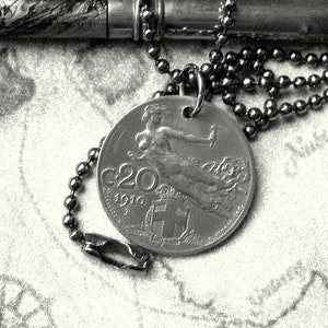 Antique Italy coin necklace - Flying Liberty - Roman Goddess Ceres