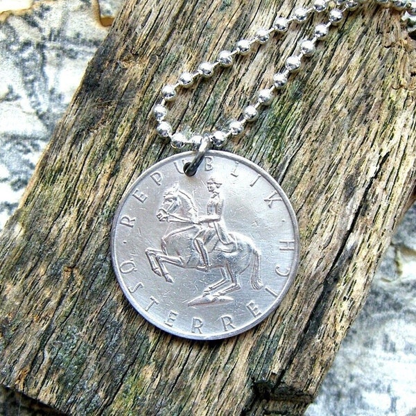 Lipizzaner horse necklace - Vintage Austria coin - Dressage