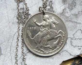 Selene necklace - Greek Mythology coin - Luna Moon goddess - 1973