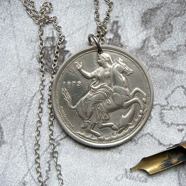 Selene necklace - Greek Mythology coin - Luna Moon goddess - 1973