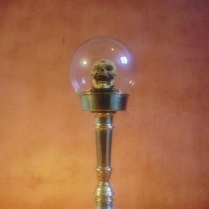 NESCIO - Steampunk Glass Sphere Skull on Brass Pedestal - &#39;Memento Mori&#39;