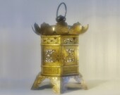 Antique Japanese Hanging Lantern Meiji Era Buddhist Temple Shrine Tsuridoro