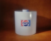 Vintage 1970s Pepsi Cola Ice Bucket with Lid - Hard Plastic Double Wall