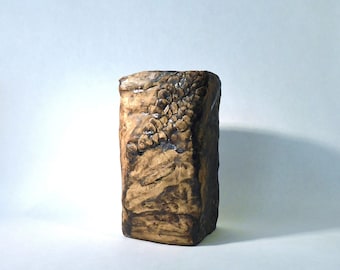 1970s Brutalist Asymmetrical Rectangular Vase - Studio Art Pottery