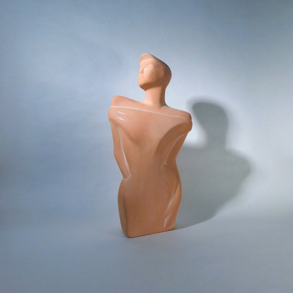 New Wave Style Terracotta Female Sculpture - 1980s Pop Fashion Decor