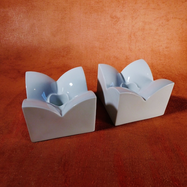 Paire de bougeoirs modernistes en porcelaine Arzberg des années 1980 - Design allemand