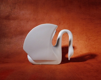 1980s Modernist Ceramic Swan Sculpture