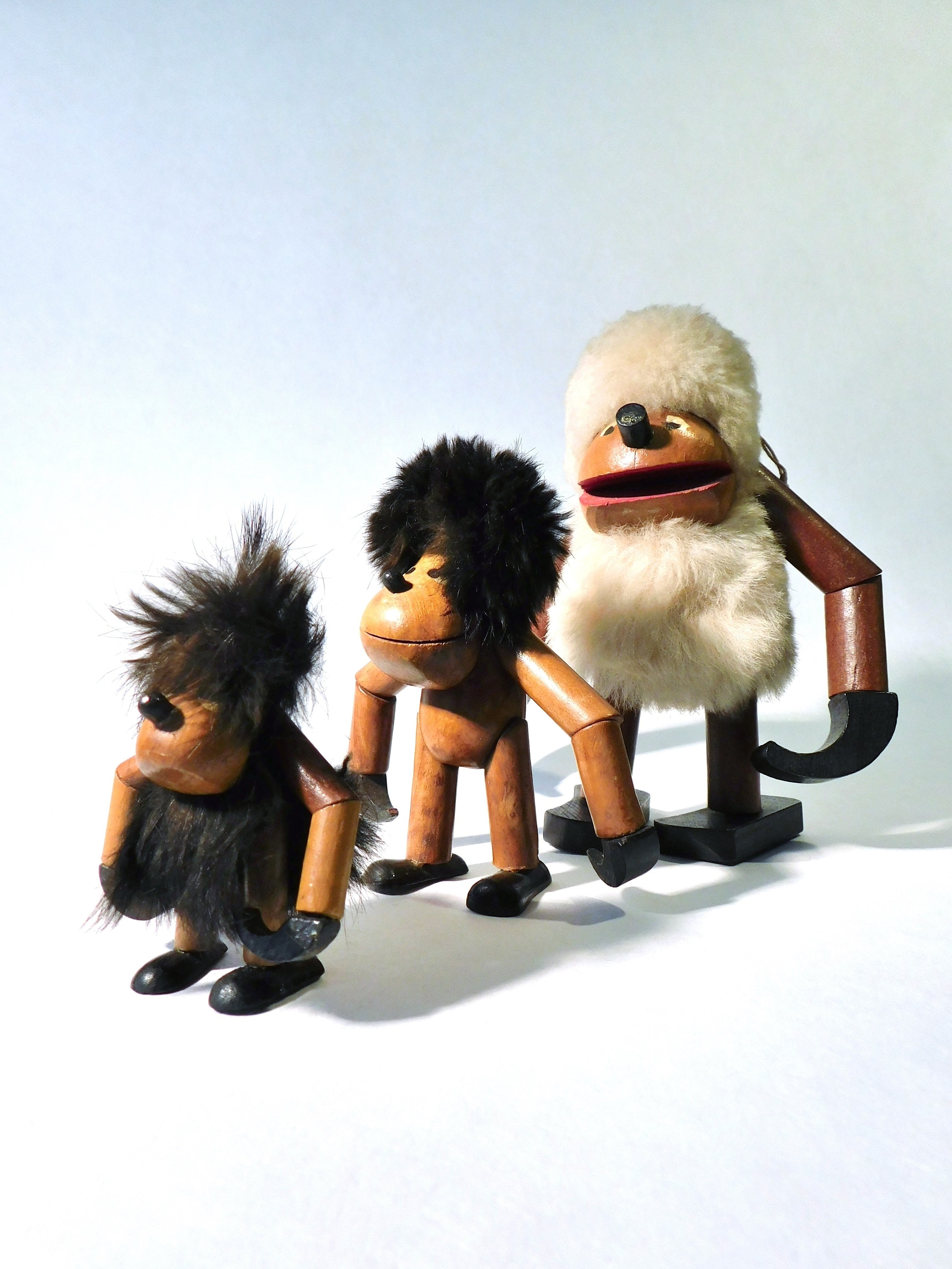 1960s Set of 3 Teak Wood Caveman - Kay Bojesen Style