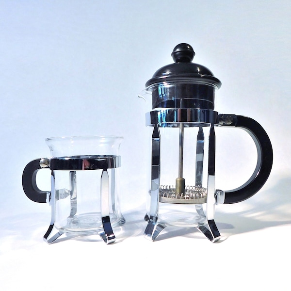 1990s Bodum Chambord 'Coffee for One' Set - French Press Cafetière and Cup