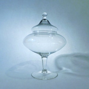 1960s Apothecary Clear Glass Jar - Empoli Art Glass